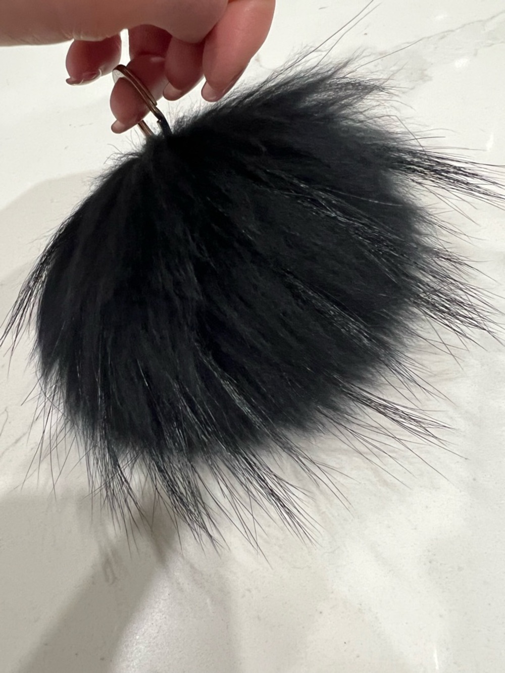 Rudsak Black Fluffy Pom Pom Keychain